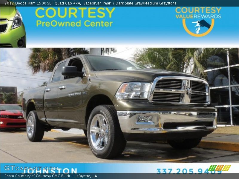 Sagebrush Pearl / Dark Slate Gray/Medium Graystone 2012 Dodge Ram 1500 SLT Quad Cab 4x4