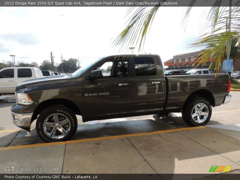 Sagebrush Pearl / Dark Slate Gray/Medium Graystone 2012 Dodge Ram 1500 SLT Quad Cab 4x4