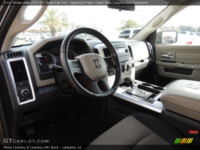 Sagebrush Pearl / Dark Slate Gray/Medium Graystone 2012 Dodge Ram 1500 SLT Quad Cab 4x4