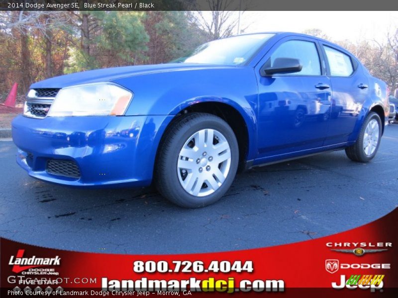Blue Streak Pearl / Black 2014 Dodge Avenger SE