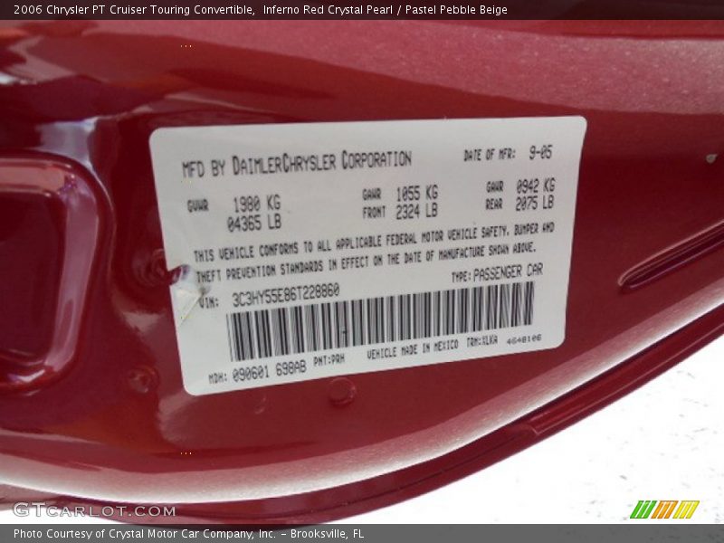 Inferno Red Crystal Pearl / Pastel Pebble Beige 2006 Chrysler PT Cruiser Touring Convertible