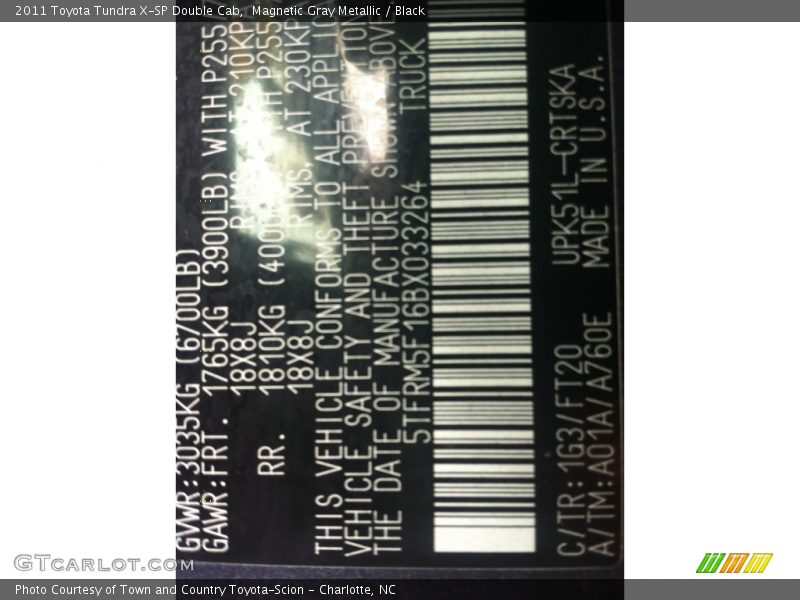 Magnetic Gray Metallic / Black 2011 Toyota Tundra X-SP Double Cab