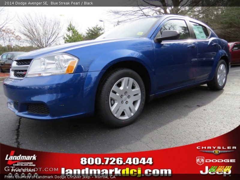 Blue Streak Pearl / Black 2014 Dodge Avenger SE