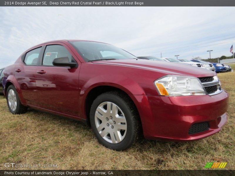 Deep Cherry Red Crystal Pearl / Black/Light Frost Beige 2014 Dodge Avenger SE