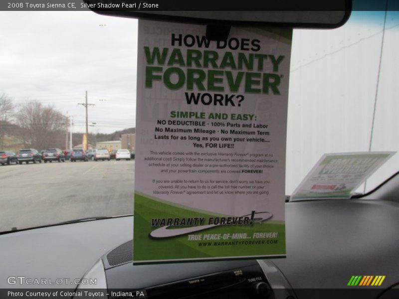 Silver Shadow Pearl / Stone 2008 Toyota Sienna CE