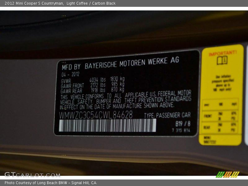 Light Coffee / Carbon Black 2012 Mini Cooper S Countryman