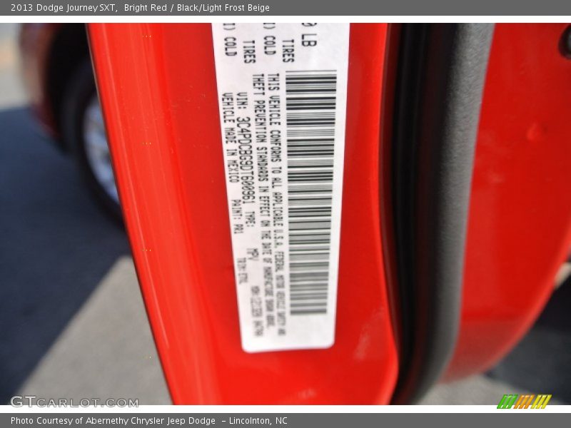 Bright Red / Black/Light Frost Beige 2013 Dodge Journey SXT