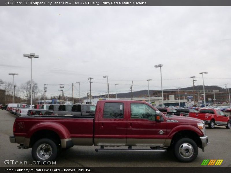 Ruby Red Metallic / Adobe 2014 Ford F350 Super Duty Lariat Crew Cab 4x4 Dually