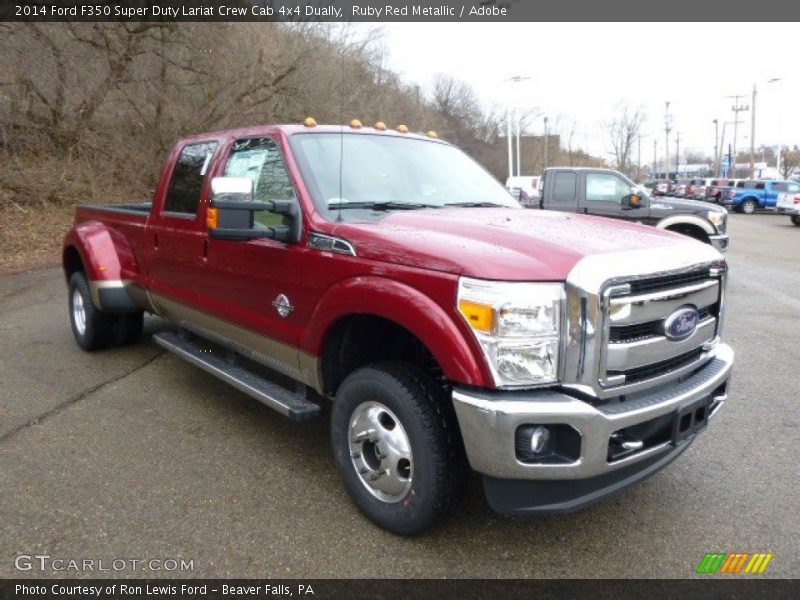 Ruby Red Metallic / Adobe 2014 Ford F350 Super Duty Lariat Crew Cab 4x4 Dually
