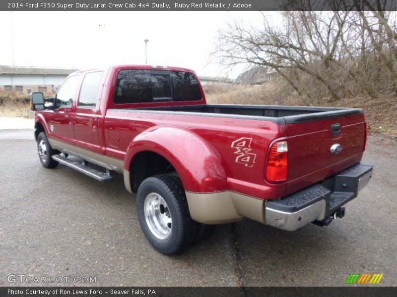 Ruby Red Metallic / Adobe 2014 Ford F350 Super Duty Lariat Crew Cab 4x4 Dually