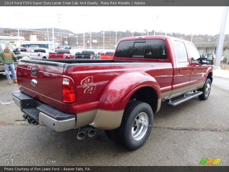 Ruby Red Metallic / Adobe 2014 Ford F350 Super Duty Lariat Crew Cab 4x4 Dually