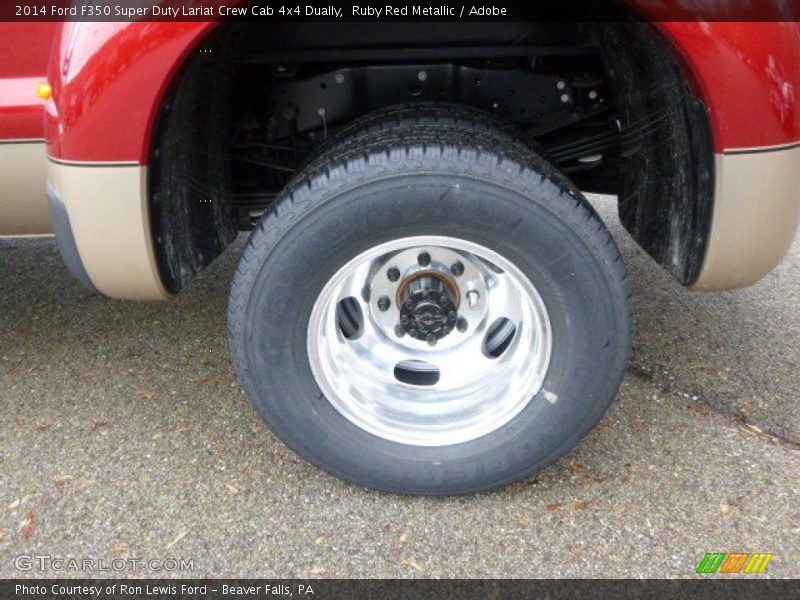 Ruby Red Metallic / Adobe 2014 Ford F350 Super Duty Lariat Crew Cab 4x4 Dually