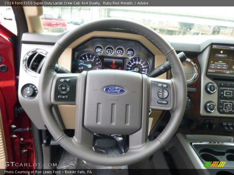 Ruby Red Metallic / Adobe 2014 Ford F350 Super Duty Lariat Crew Cab 4x4 Dually