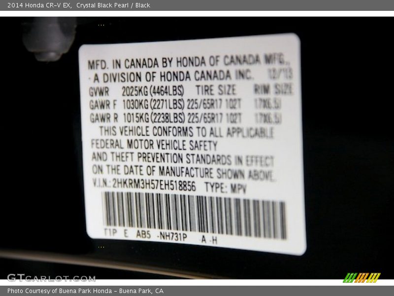 Crystal Black Pearl / Black 2014 Honda CR-V EX