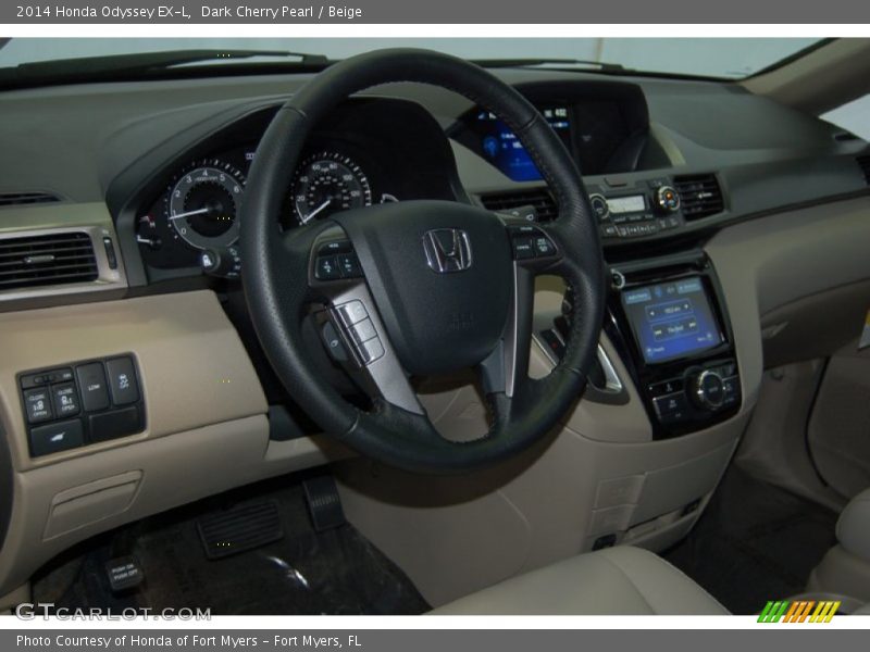 Dark Cherry Pearl / Beige 2014 Honda Odyssey EX-L