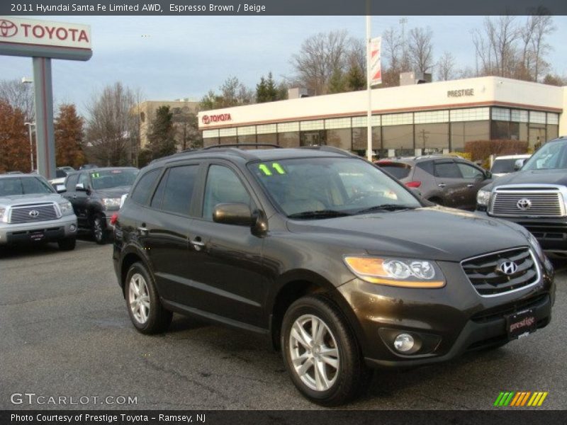 Espresso Brown / Beige 2011 Hyundai Santa Fe Limited AWD
