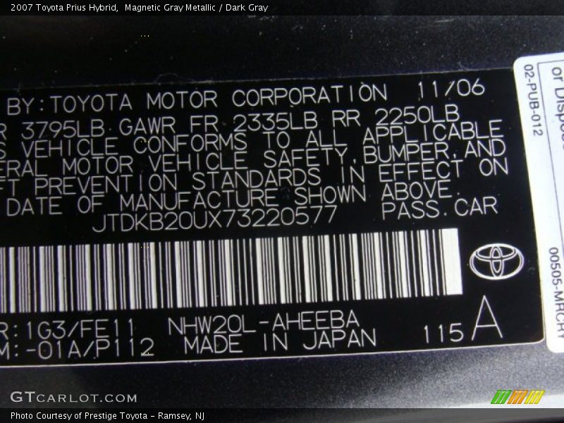 Magnetic Gray Metallic / Dark Gray 2007 Toyota Prius Hybrid