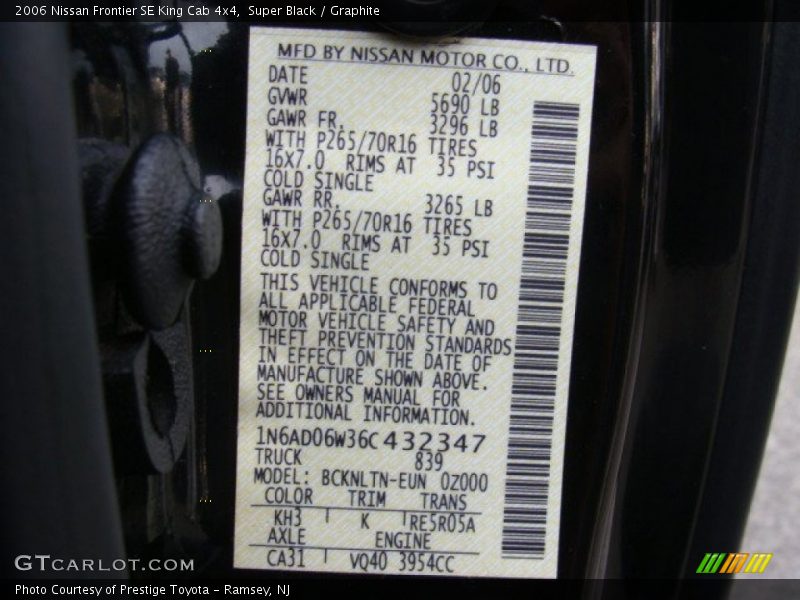 Super Black / Graphite 2006 Nissan Frontier SE King Cab 4x4
