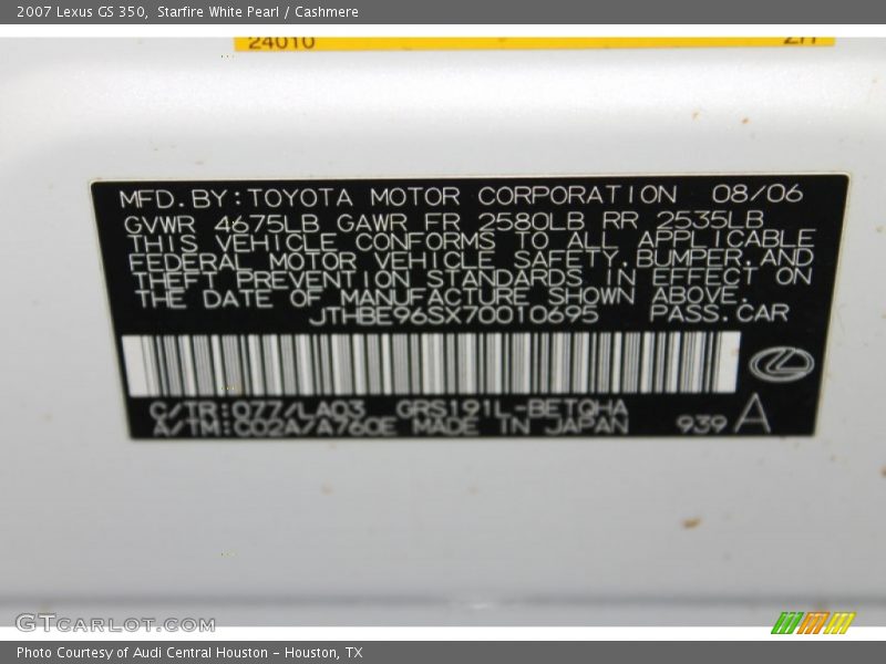 Starfire White Pearl / Cashmere 2007 Lexus GS 350