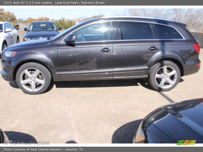 Lava Gray Pearl / Espresso Brown 2013 Audi Q7 3.0 S Line quattro