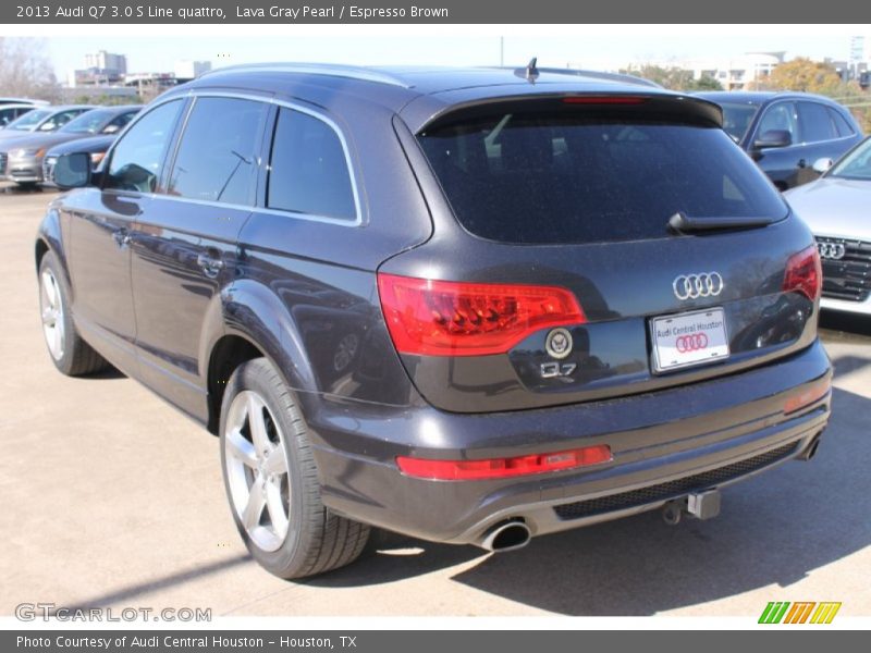 Lava Gray Pearl / Espresso Brown 2013 Audi Q7 3.0 S Line quattro