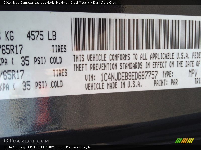 Maximum Steel Metallic / Dark Slate Gray 2014 Jeep Compass Latitude 4x4