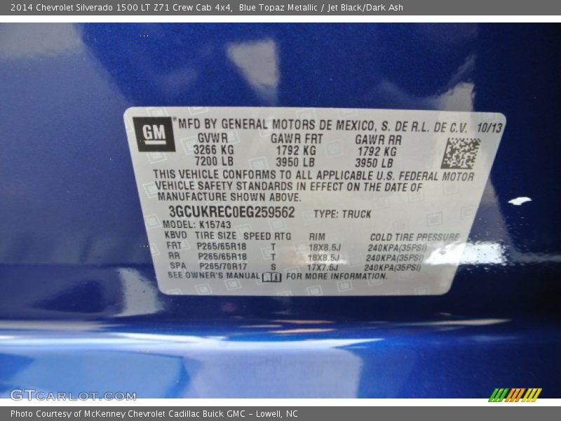 Blue Topaz Metallic / Jet Black/Dark Ash 2014 Chevrolet Silverado 1500 LT Z71 Crew Cab 4x4