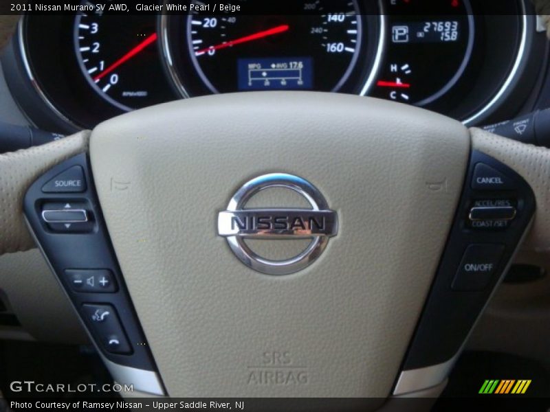 Glacier White Pearl / Beige 2011 Nissan Murano SV AWD