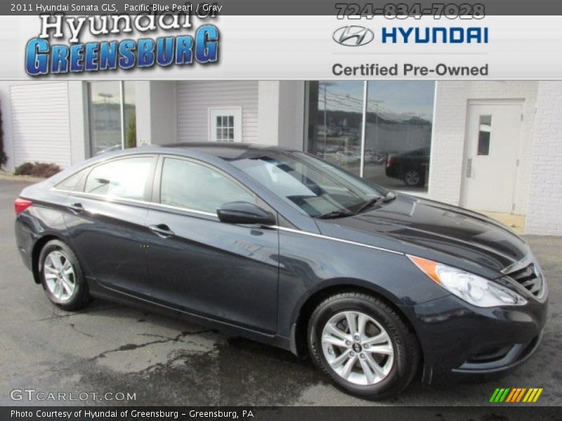 Pacific Blue Pearl / Gray 2011 Hyundai Sonata GLS