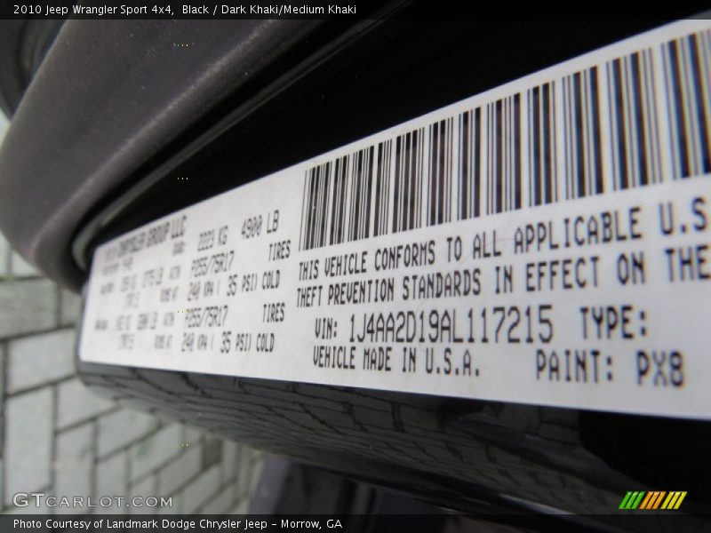 Black / Dark Khaki/Medium Khaki 2010 Jeep Wrangler Sport 4x4