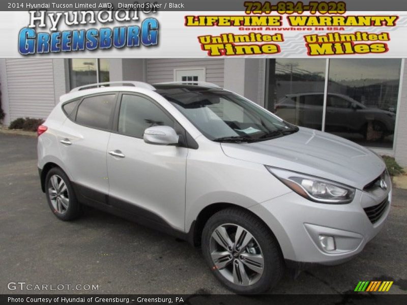 Diamond Silver / Black 2014 Hyundai Tucson Limited AWD