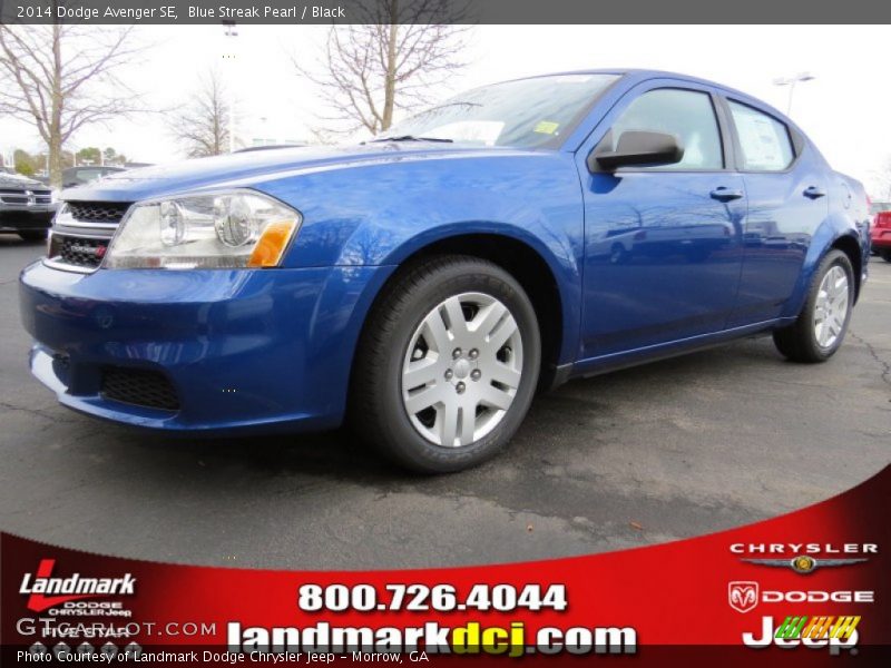 Blue Streak Pearl / Black 2014 Dodge Avenger SE