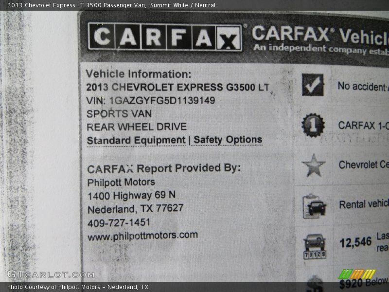 Summit White / Neutral 2013 Chevrolet Express LT 3500 Passenger Van