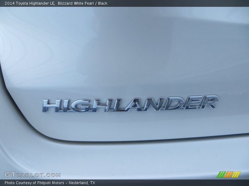 Blizzard White Pearl / Black 2014 Toyota Highlander LE