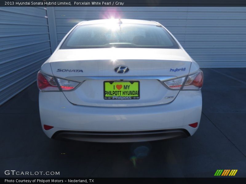 Porcelain White Pearl / Gray 2013 Hyundai Sonata Hybrid Limited