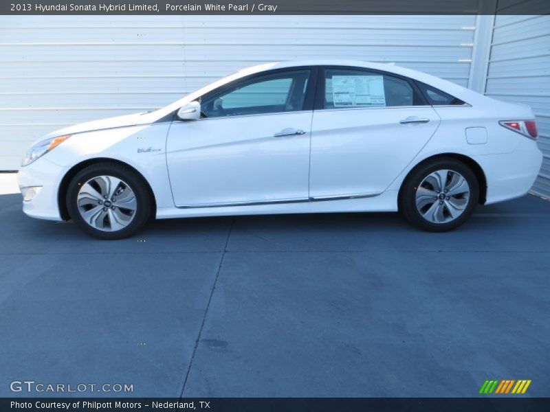 Porcelain White Pearl / Gray 2013 Hyundai Sonata Hybrid Limited