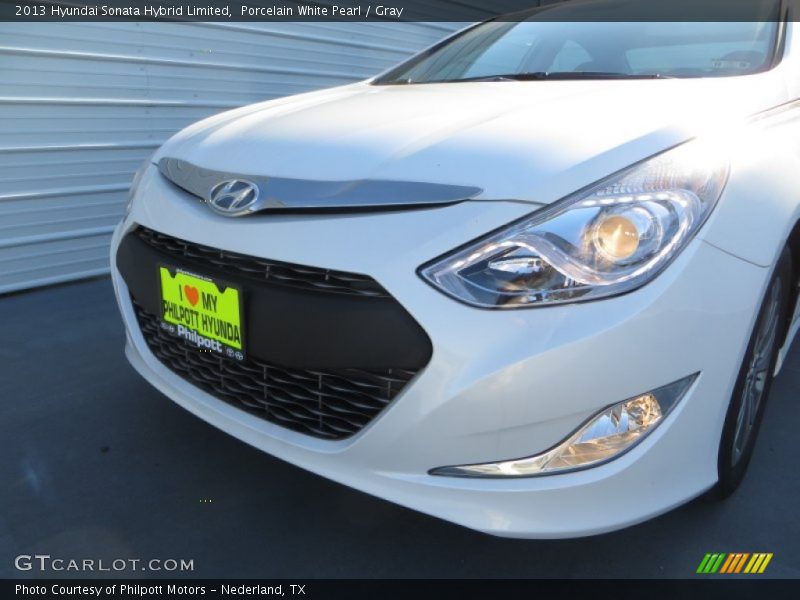 Porcelain White Pearl / Gray 2013 Hyundai Sonata Hybrid Limited