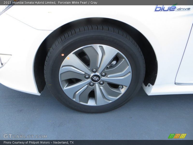 Porcelain White Pearl / Gray 2013 Hyundai Sonata Hybrid Limited