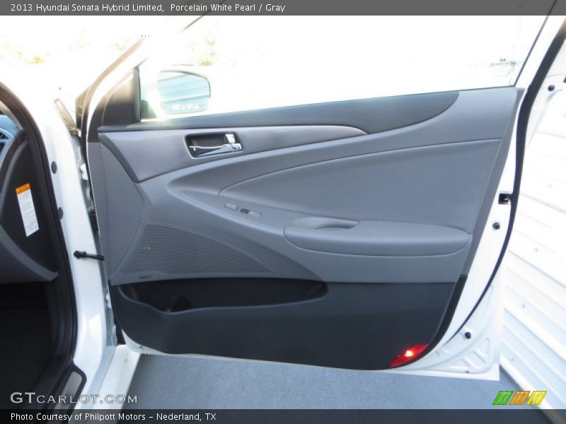 Porcelain White Pearl / Gray 2013 Hyundai Sonata Hybrid Limited