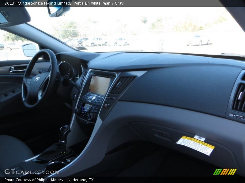 Porcelain White Pearl / Gray 2013 Hyundai Sonata Hybrid Limited