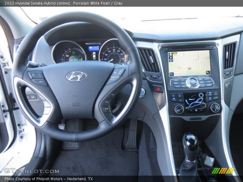Porcelain White Pearl / Gray 2013 Hyundai Sonata Hybrid Limited