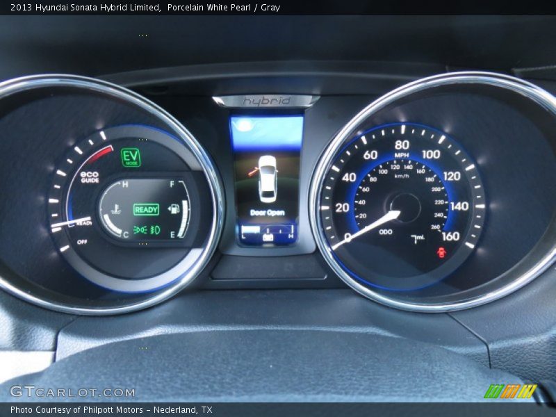 Porcelain White Pearl / Gray 2013 Hyundai Sonata Hybrid Limited