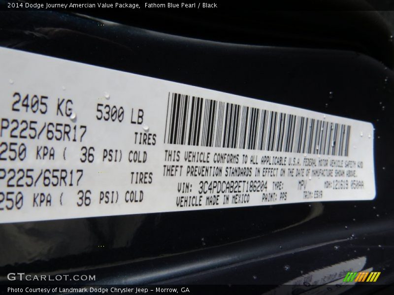 Fathom Blue Pearl / Black 2014 Dodge Journey Amercian Value Package