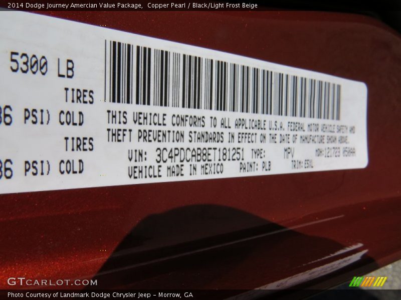 Copper Pearl / Black/Light Frost Beige 2014 Dodge Journey Amercian Value Package