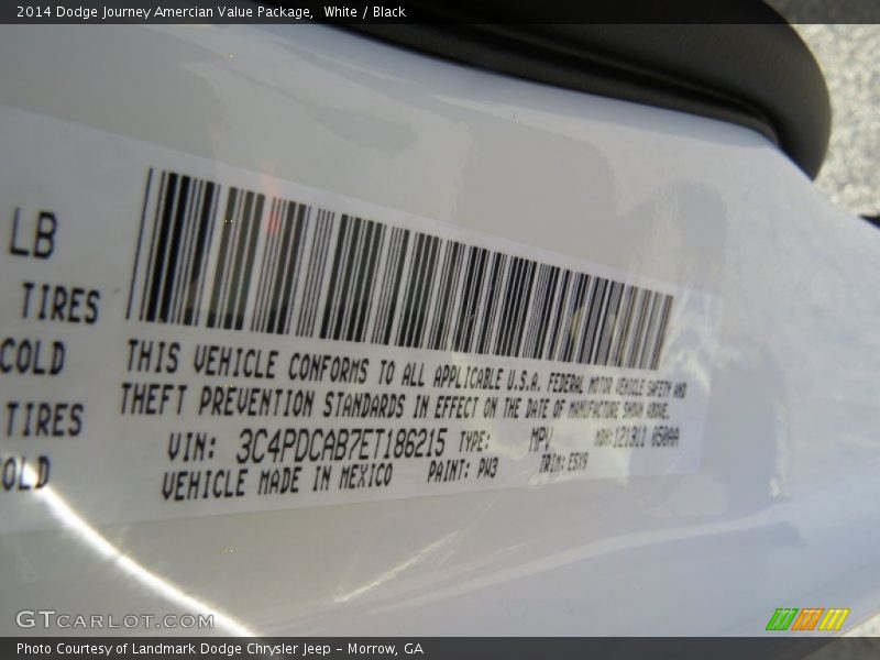 White / Black 2014 Dodge Journey Amercian Value Package