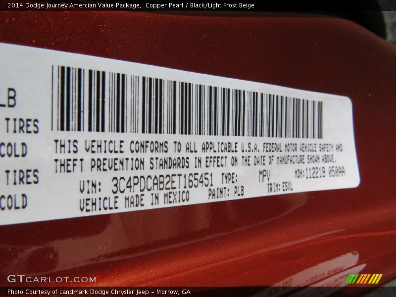 Copper Pearl / Black/Light Frost Beige 2014 Dodge Journey Amercian Value Package