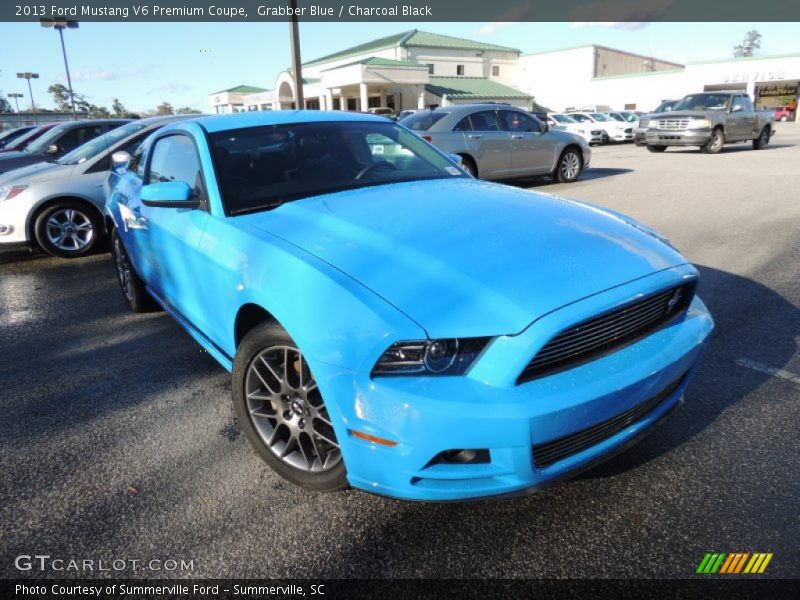 Grabber Blue / Charcoal Black 2013 Ford Mustang V6 Premium Coupe