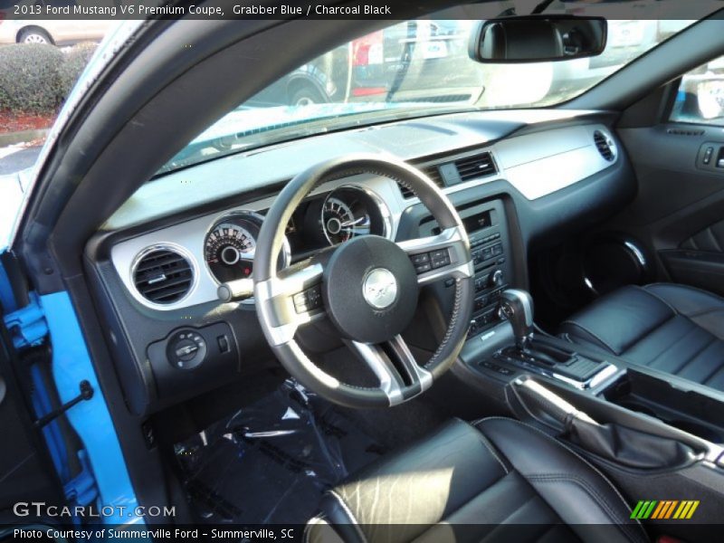 Grabber Blue / Charcoal Black 2013 Ford Mustang V6 Premium Coupe