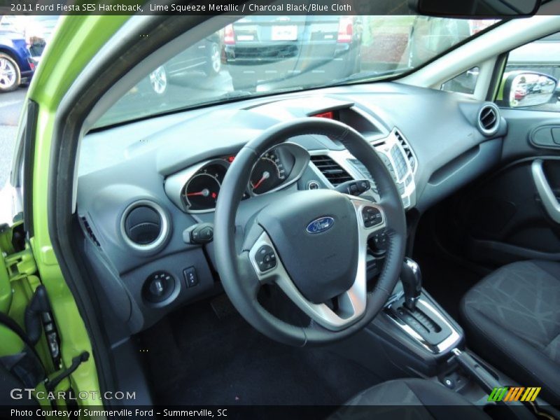 Lime Squeeze Metallic / Charcoal Black/Blue Cloth 2011 Ford Fiesta SES Hatchback
