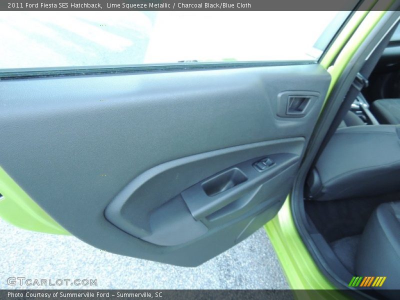Lime Squeeze Metallic / Charcoal Black/Blue Cloth 2011 Ford Fiesta SES Hatchback